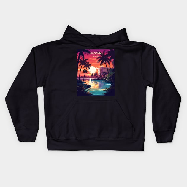 Cancun, Mexico, Beach, Water, Sand, Travel Print Kids Hoodie by TripleTravelArt